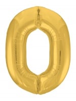 Шар (40"/102см) Цифра "0" Золото Slim в упаковке, 1 шт.