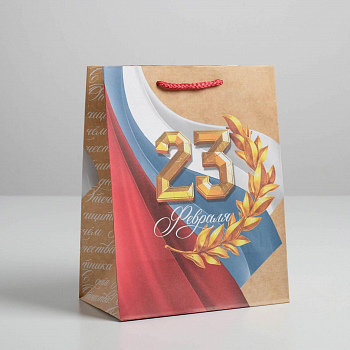 Пакет подарочный (18*23*10см), С Праздником!, крафт, 1 шт.