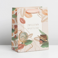 Пакет подарочный (18*23*10см), Лучшему учителю, 1 шт.