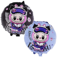 Шар (18"/45см) Круг, Монстрики зубастые плюшевые фиолетовые, 1 шт.