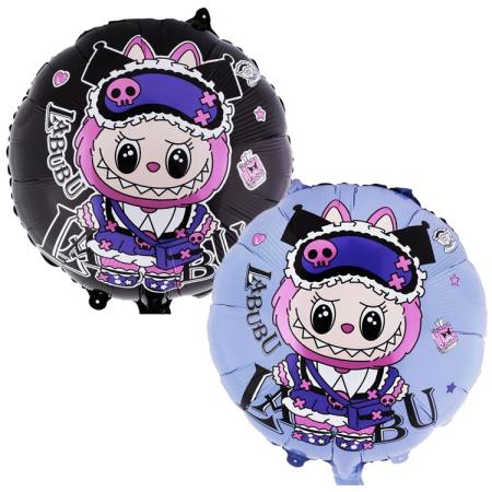 Шар (18"/45см) Круг, Монстрики зубастые плюшевые фиолетовые, 1 шт.