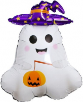 Шар (26''/66см) Фигура, Маленькое привидение с тыквой, 1 шт.