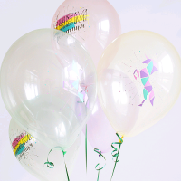 Шар (12''/30 см) С Днем Рождения, Нежная геометрия, Ассорти Кристал пастельный 1 ст. цв., 25 шт.