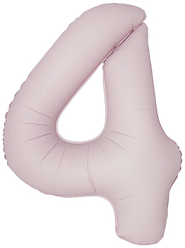 Шар (40''/102см) Цифра, 4 Slim, Пыльная роза, Сатин, 1 шт. в уп.