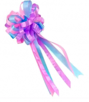 Бант-шар (7см), Комбо, Нежно-розовый с голубым и сиреневым, 1 шт.