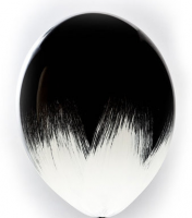 Шар (12"/30см) Браш-мазок, Белый на черном, 5 шт.