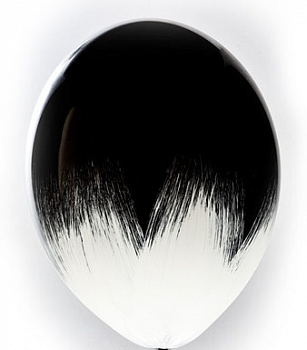 Шар (12"/30см) Браш-мазок, Белый на черном, 5 шт.