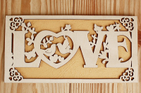 Подарочный конверт "LOVE" (9,2*17,5) Фанера 3мм, картон, оформл., Желтый, 1 шт.
