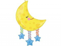 12 Шар (25"/63см) Фигура, Месяц и Звезды, 1 шт.