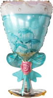 Шар (32''/81 см) Фигура, Бокал шампанского, Кубики льда, Голубой, 1 шт.