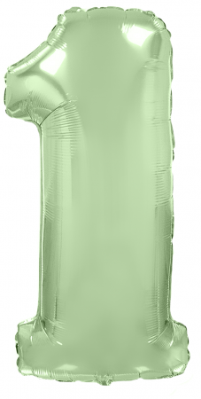 Шар (40''/102см) Цифра, 1, Мятный, Макарунс, в упаковке, 1 шт.