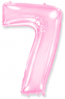 Шар (40''/102см) Цифра, "7", Розовый, в упаковке, 1 шт.
