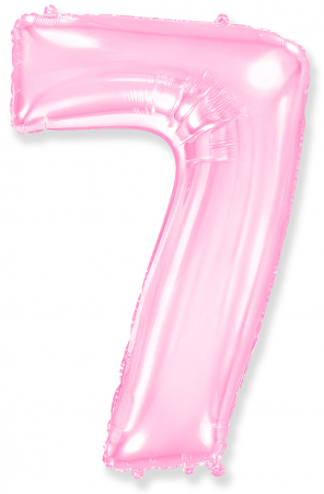 Шар (40''/102см) Цифра, "7", Розовый, в упаковке, 1 шт.