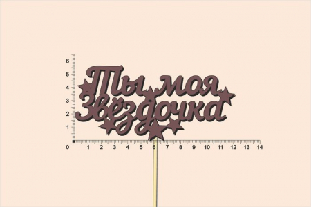Топпер "Ты моя звёздочка", окраш., на палочке (шир12см;выс.6см) МДФ, коричневый, 1шт.
