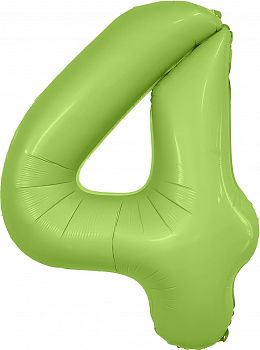 Шар (40''/102см) Цифра, 4 Slim, Фисташка, Сатин, 1 шт. в упак.
