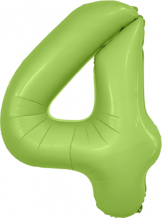 Шар (40''/102см) Цифра, 4 Slim, Фисташка, Сатин, 1 шт. в упак.