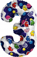 Шар (32"/81см) Цифра "3" Космонавтики в упаковке, 1 шт.