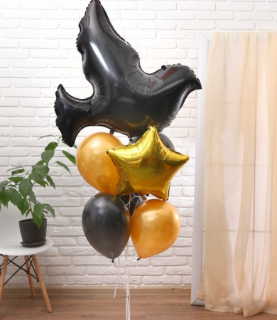 Букет из шаров "9 мая", набор 7 шт + грузик, 1 шт.