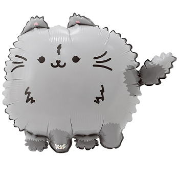Шар (26"/66см) Фигура, ПушМяу Кошка серая, 1 шт.