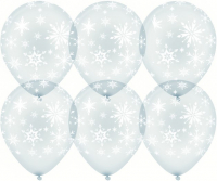 Шар (12''/30см) Искры снежинок, Прозрачный (600), кристалл, 5 ст, 25 шт.