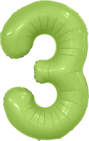 Шар (40''/102см) Цифра, 3 Slim, Фисташка, Сатин, 1 шт. в упак.