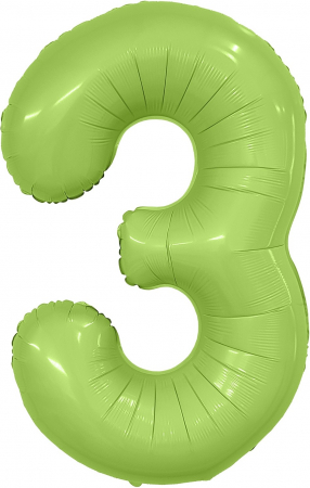 Шар (40''/102см) Цифра, 3 Slim, Фисташка, Сатин, 1 шт. в упак.