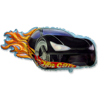 31118f05af0320ee34dbed53ee3ff8248 Шар (14''/36 см) Мини-фигура, Гоночная тачка, Черный, 1 шт.