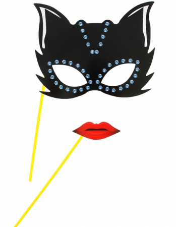 Набор аксессуаров для фотосессии на палочке "Незнакомка", 2 предмета: маска, губки.