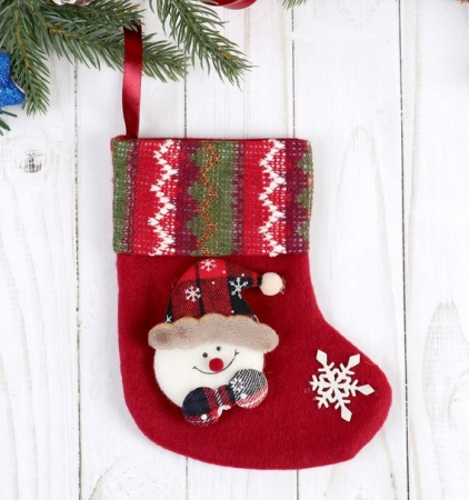 Носок для подарков "Праздничный уют", 12*15,5 см, снеговик, 1 шт.