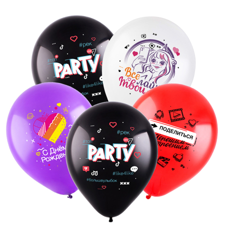 Шар (12''/30 см) Соцсети микс, Ассорти пастель, 100 шт.