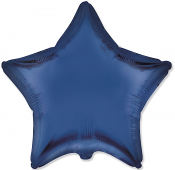 Шар (18"/46см) Звезда, Темно-синий, Сатин, 1 шт.