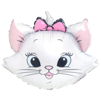 Шар (23"/58см) Фигура, Кошечка белая с бантом, 1 шт.