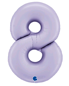 Шар (40''/102см) Цифра, 8, Сиреневый, Сатин, 1 шт. в уп.