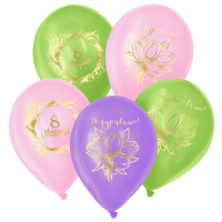 Шар (12"/30см) 8 Марта, Ассорти, 4 шт.