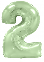 Шар (40''/102см) Цифра, 2, Мятный, Макарунс, в упаковке, 1 шт.