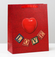 Пакет подарочный (26*32*12см), Нависшее сердце, 1 шт.