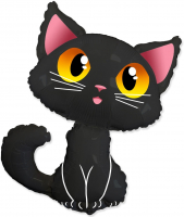 700 Шар (36''/91см) Фигура, Котенок, Черный, 1 шт.