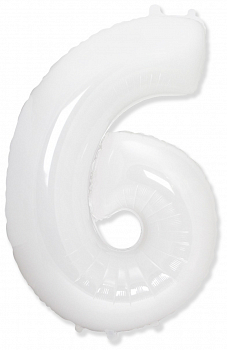 Шар (40''/102см) Цифра, "6/9", Белый, в упаковке, 1 шт.