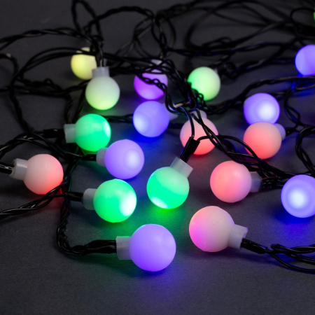 Гирлянда с насадками (5м), Белые шарики (2,1см), LED-28-220V, 1 режим (мигание), 1 шт.