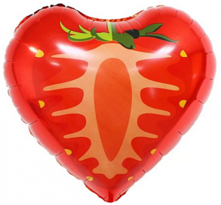 Шар (18''/46 см) Сердце, Клубника, Красный, 1 шт.