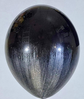 Шар (12"/30см) Браш-мазок, Серебряный на черном, 5 шт.