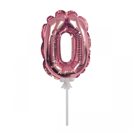 Шар (7"/18см) Цифра, 0, Rose Gold, самодув, фольга, 1шт.
