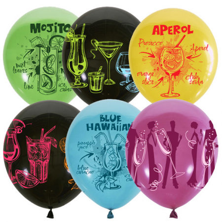 Шар (12"/30см) Коктейль Пати, Ассорти, пастель, 25 шт.