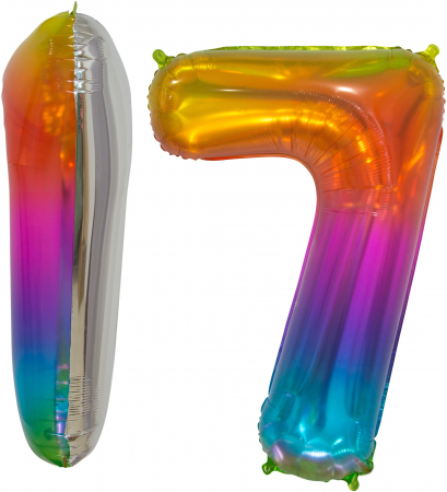 Шар (16''/40см) Мини-цифра, 7, Мармеладный леденец, Градиент, 1 шт.