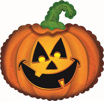 Шар (22''/56см) Фигура, Веселая тыква на Хэллоуин, Оранжевый, 1 шт.