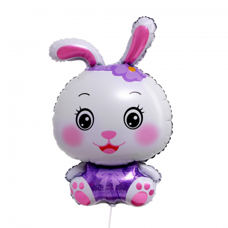 Шар (32"/80см) Фигура, Милый зайка, фиолетовый, 1 шт.