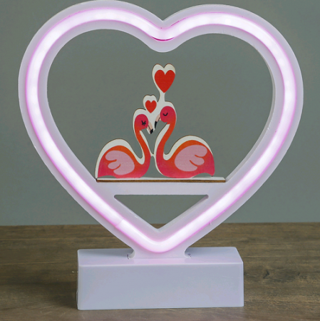 Ночник (20х19х4,5см), "Влюблённые фламинго", Микс, 1 шт.