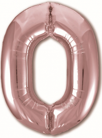 Шар (40''/102 см) Цифра, 0, Slim, Розовое Золото, в упаковке 1 шт.