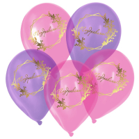 Шар (12"/30см) Поздравляю, Ассорти, кристалл, 5 шт.