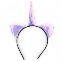 Ободок (25*18*0,5 см) Волшебный единорог, Розовый, Перламутр, 1 шт.